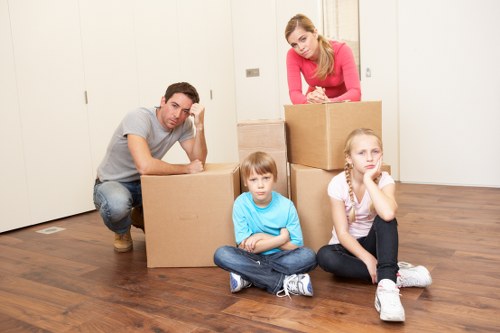 Professional office removals in Stjamess showing labeled boxes and equipment handling